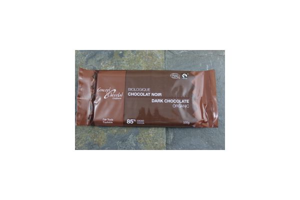 Chocolat noir 85% bio et équitable 100 gr -Concept chocolat confiserie