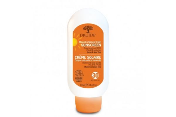 Crème solaire chanvre et aloès vera 30, 100ml Druide